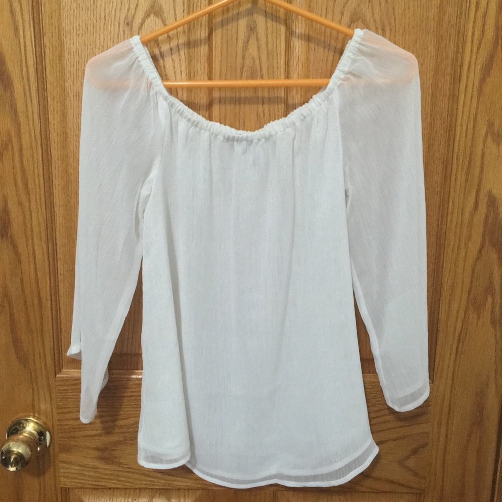 Beautiful flowy sheer white blouse